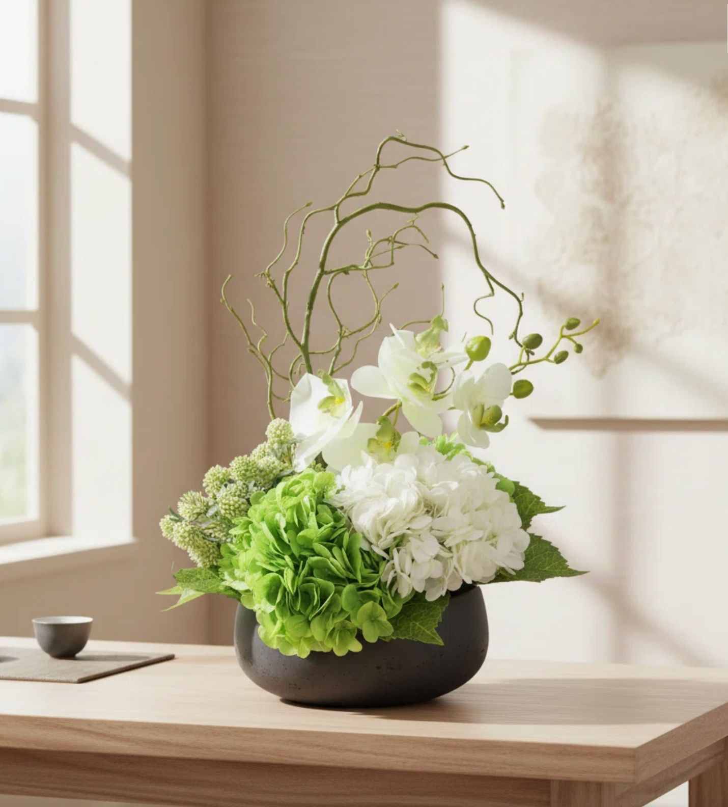 Modern White Hydrangea Arrangement