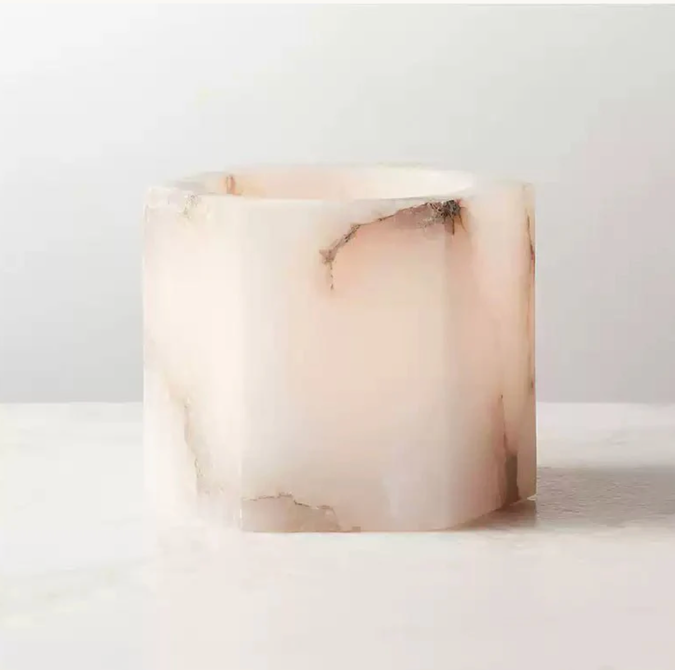 Alabaster Cube Candle Holder