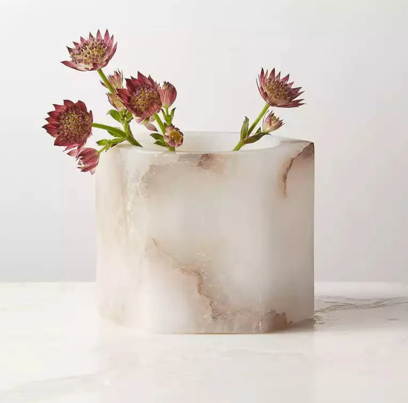 Alabaster Cube Candle Holder